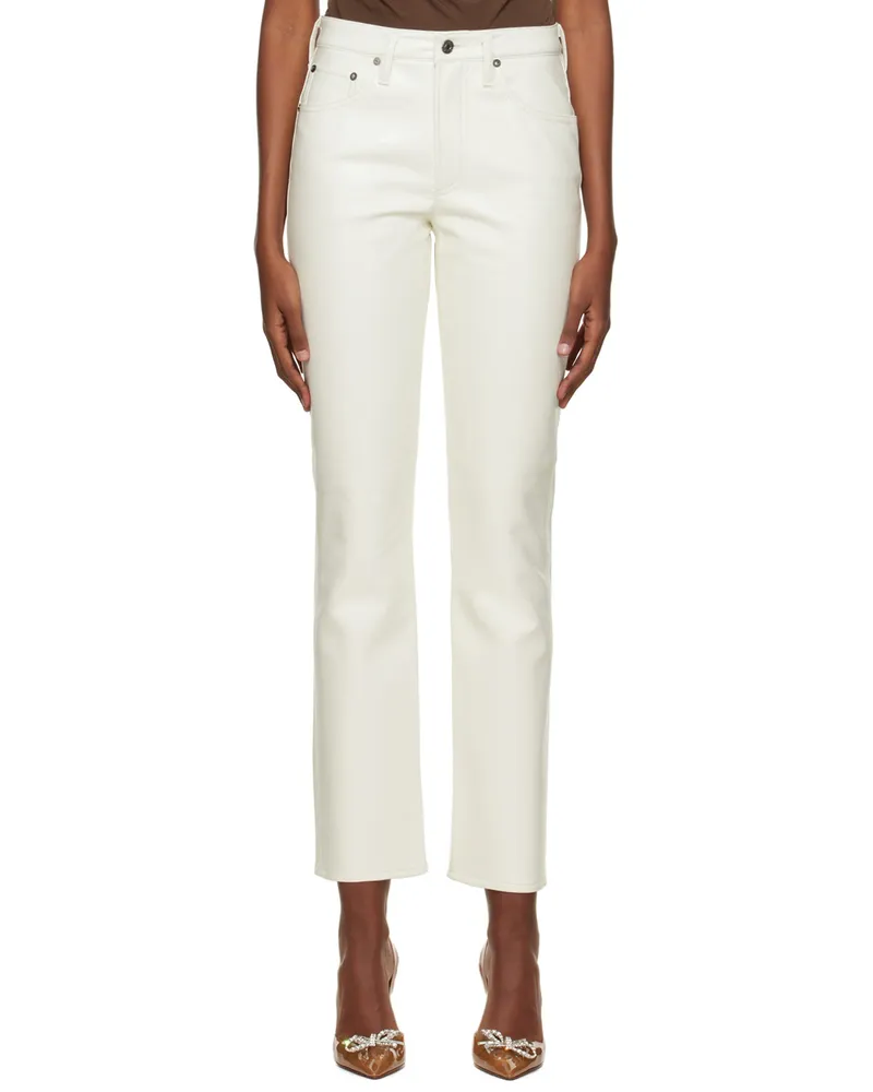 AGOLDE White 90s Leather Pants Lace