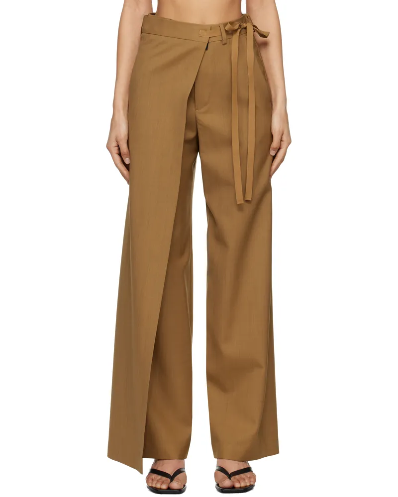 Maison Margiela Tan Tailoring Wool Canvas Tie Trousers 132