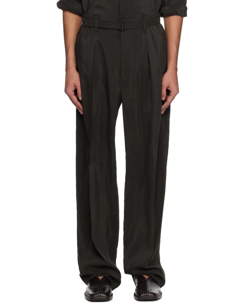 Christophe Lemaire Brown Belted Relaxed Trousers Br507
