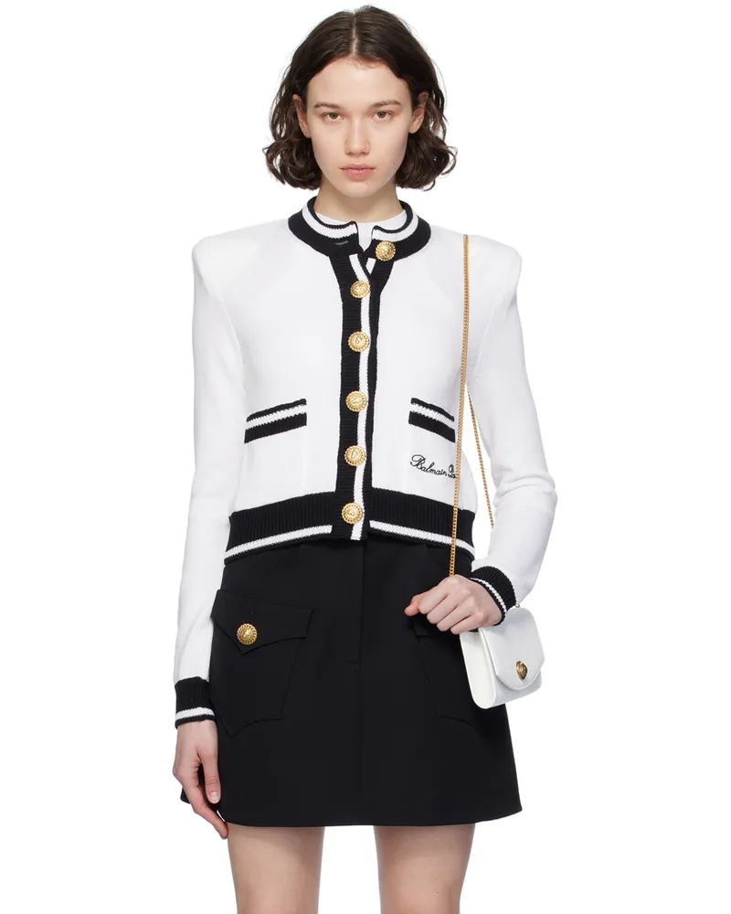 Balmain White Embroidered Cardigan Gab