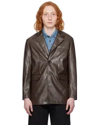 Dunst Brown 2 Button Faux-Leather Blazer Brown