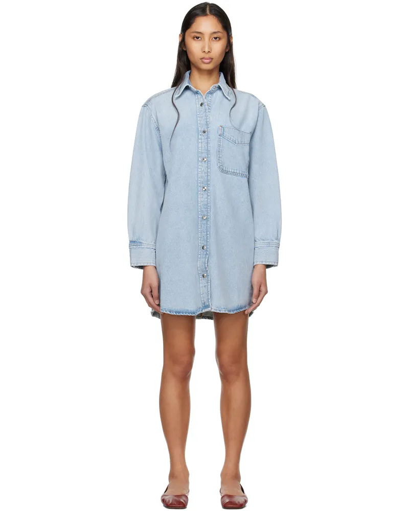 Frame Denim Blue 'The Shirt' Denim Minidress Etti
