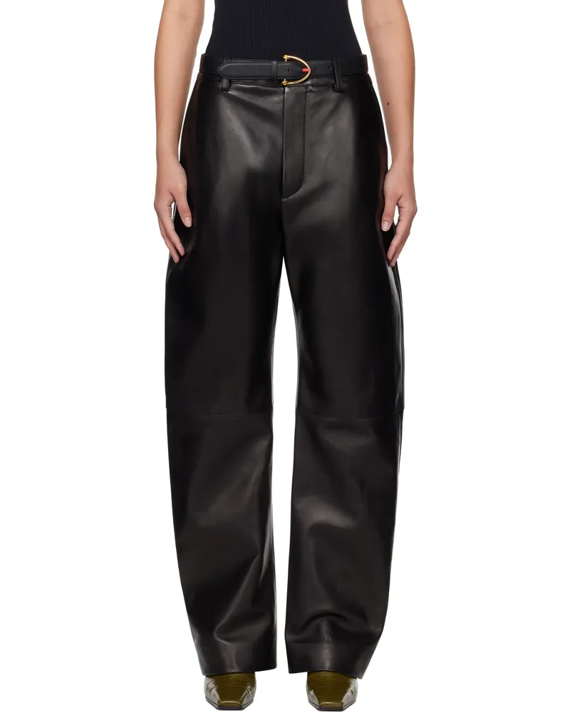 Bottega Veneta Black Rounded Leg Leather Pants 1000