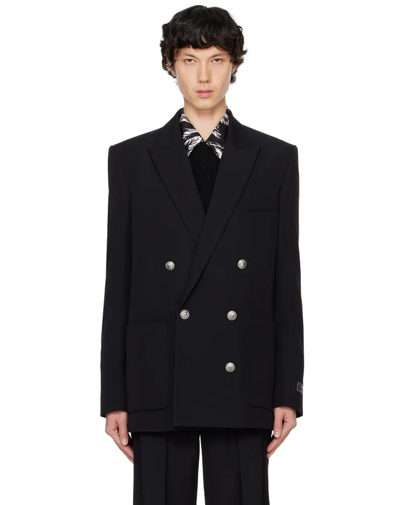 Balmain Black Grain De Poudre Blazer 0pa