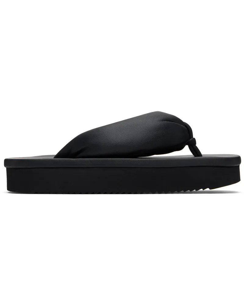 Rick Owens Black Hollywood Peached Lambskin Flip-Flops 09