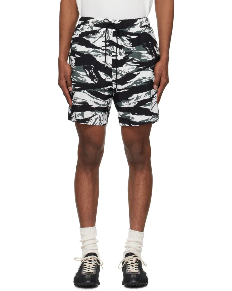 TheSoloIst Black & White Tiger Camouflage Shorts Black