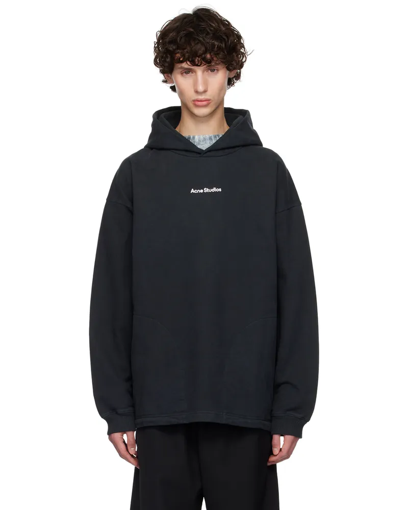 Acne Studios Black Printed Logo Hoodie