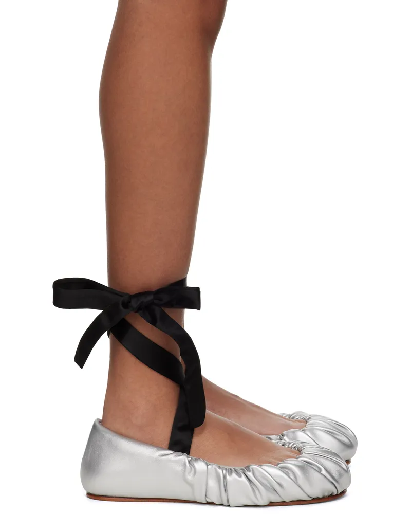 YUME YUME Silver Padded Ballerina Flats Black