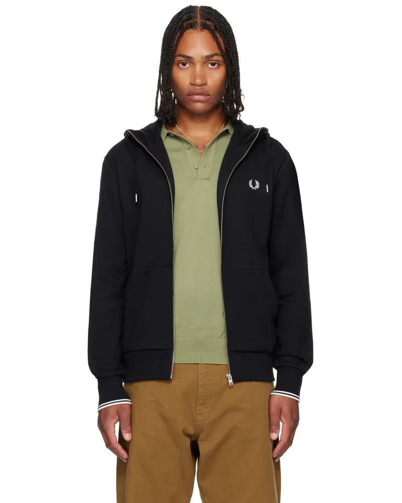Fred Perry Black Zip Through Hoodie 198black