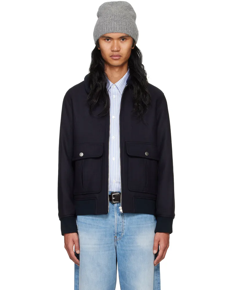 A.P.C. Navy New Ben Bomber Jacket Iak