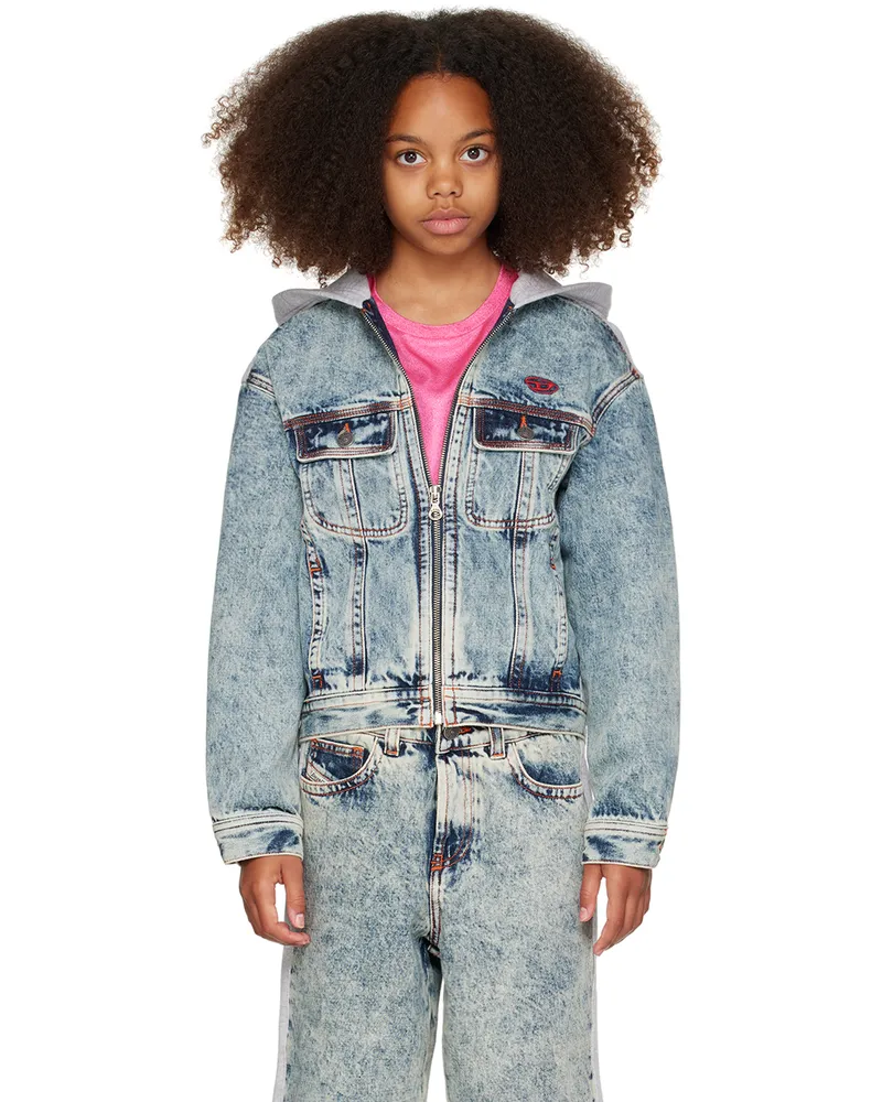 Diesel Kids Blue Embroidered Logo Denim Jacket K01