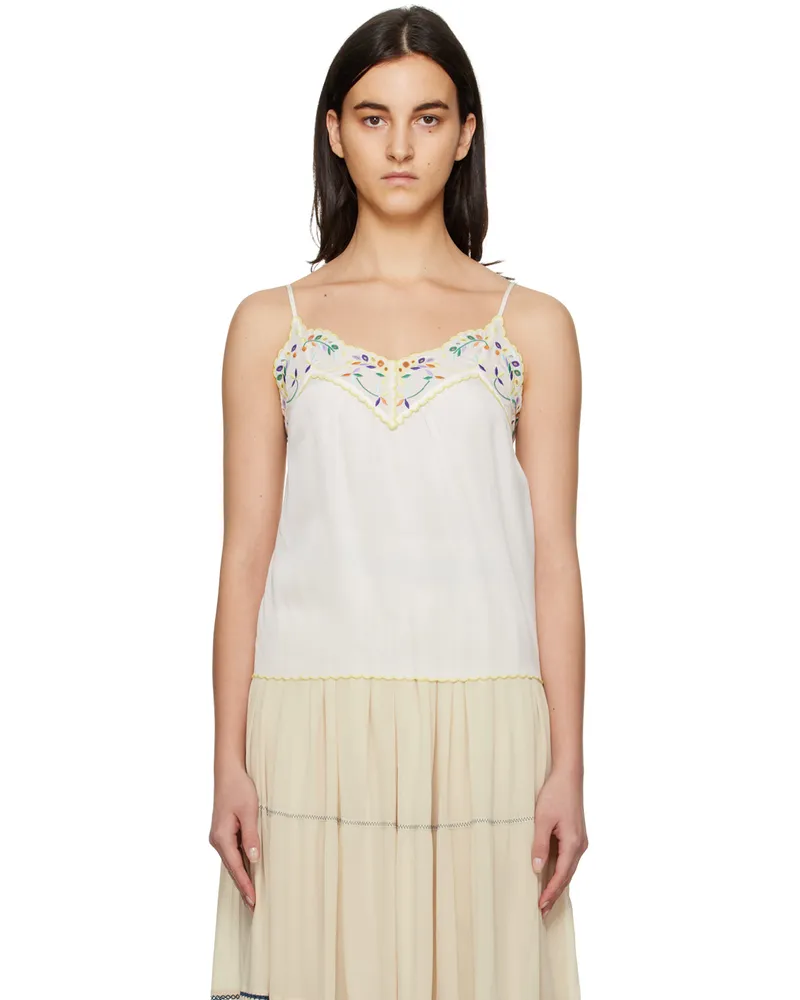 See by Chloé White Embroidered Tank Top 6a0