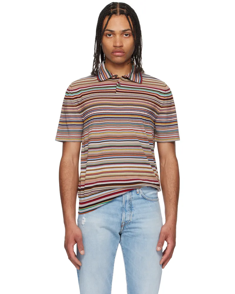 Paul Smith Multicolor Signature Stripe Knitted Cotton Polo 92