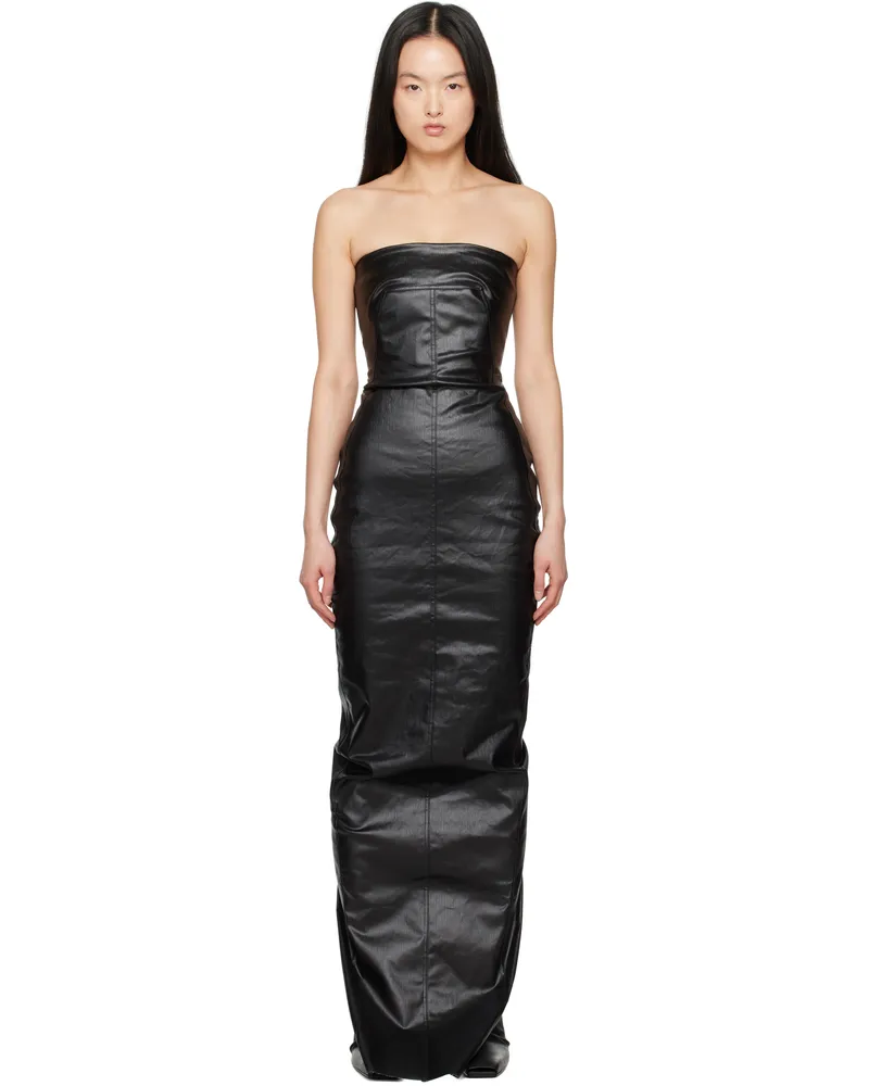 Rick Owens Black Hollywood Bustier Denim Gown 09