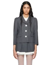 SHUSHU/TONG Gray Decorative Button Blazer Grgrey