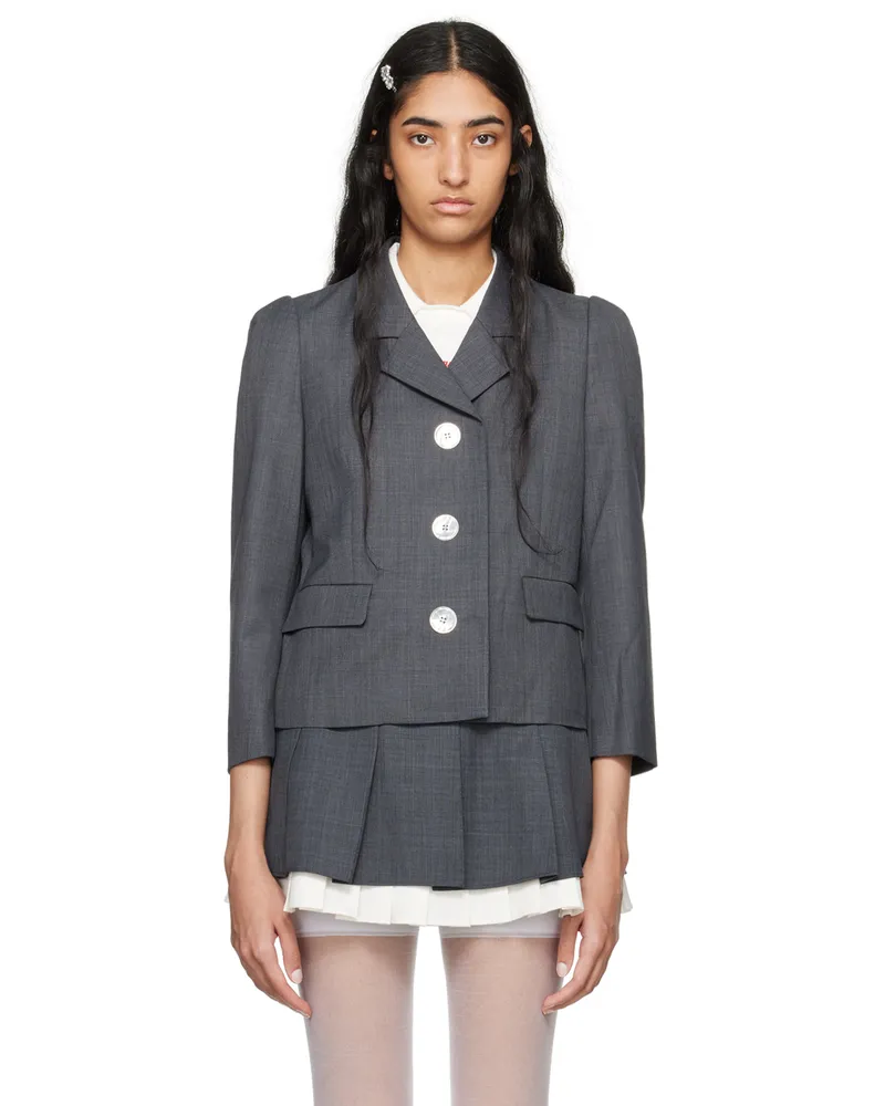 SHUSHU/TONG Gray Decorative Button Blazer Grgrey