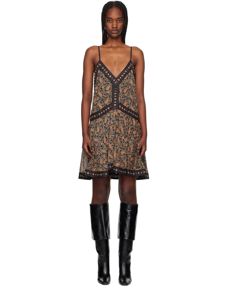 Étoile Isabel Marant Black & Orange Danielle Minidress Black