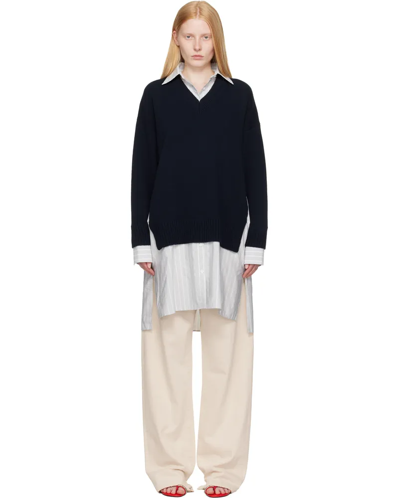 Stella McCartney Navy Crewneck Jumper Shirt Midi Dress 4000