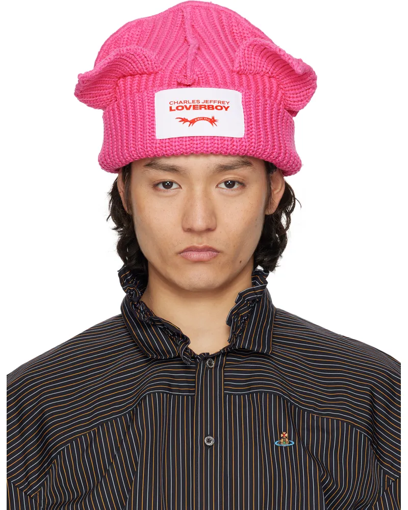 Charles Jeffrey Loverboy Pink Chunky Ears Beanie Pink