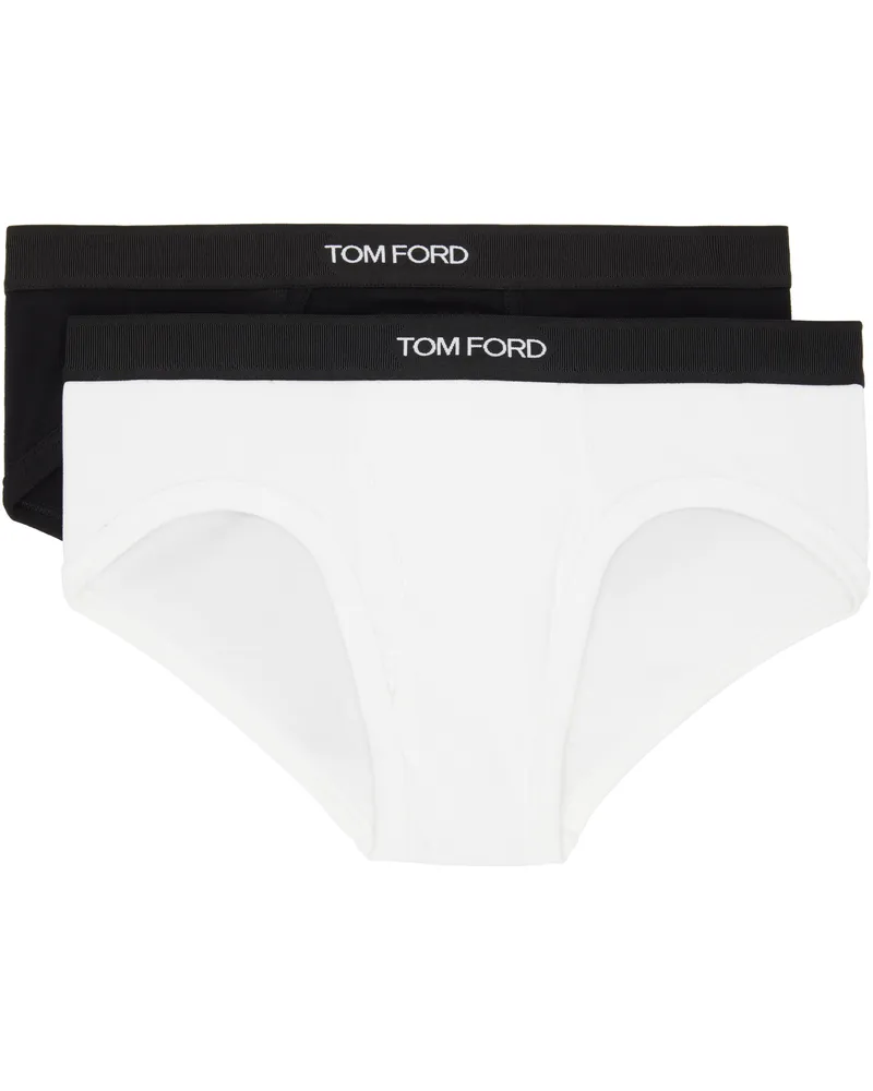 Tom Ford Two-Pack Black & White Cotton Briefs Black