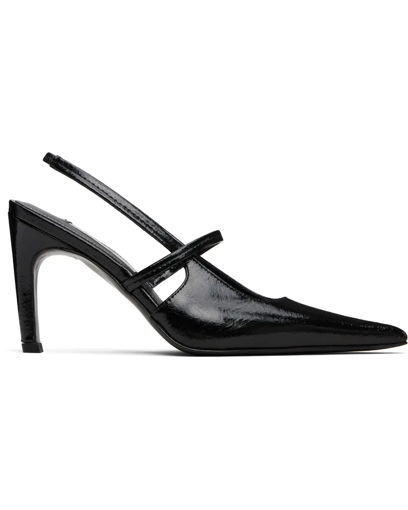 Totême Black Naplak Stiletto Slingback Heels Black