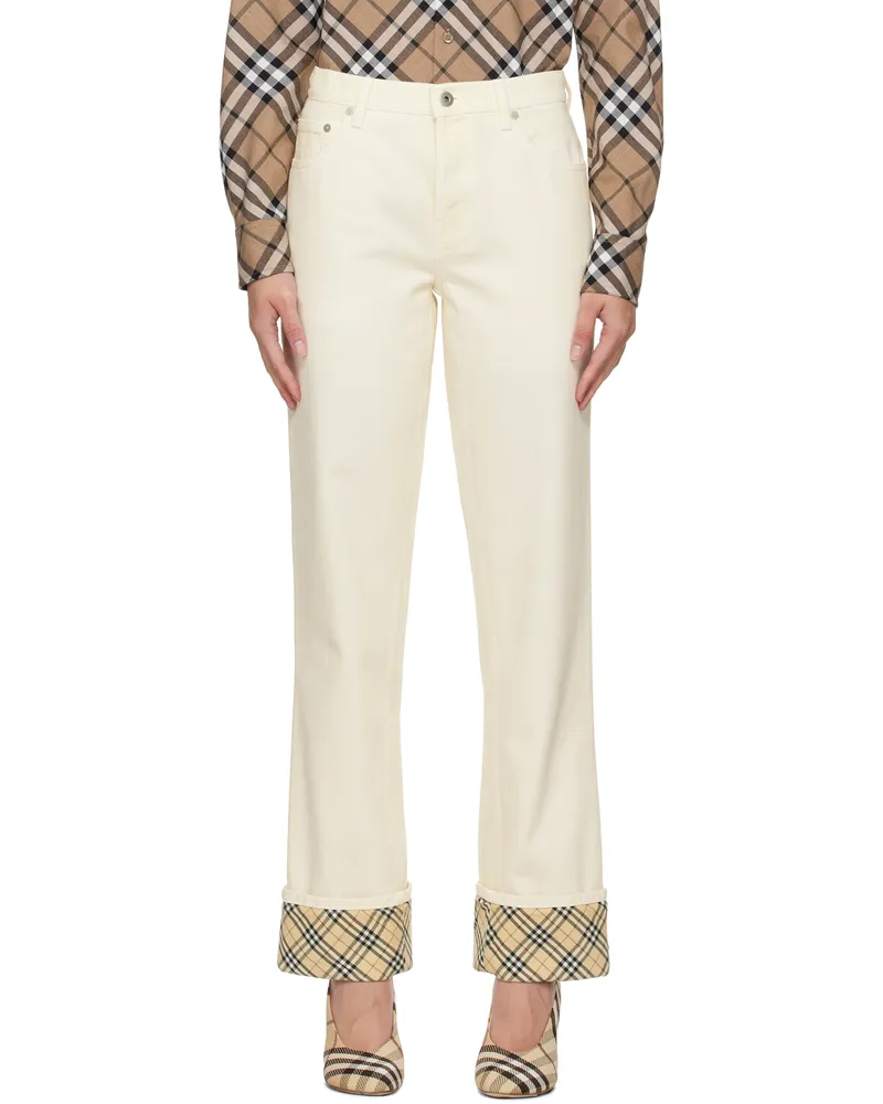 Burberry Off-White Rolled Cuff Jeans Candle