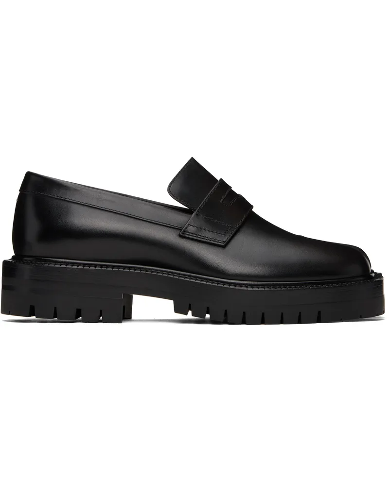 Maison Margiela Black Tabi Leather Loafers H8396