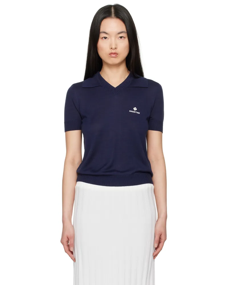 SHUSHU/TONG Navy Knit Polo Na100
