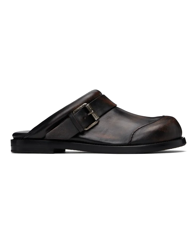 Acne Studios Brown & Black Leather Buckle Mules Ahb