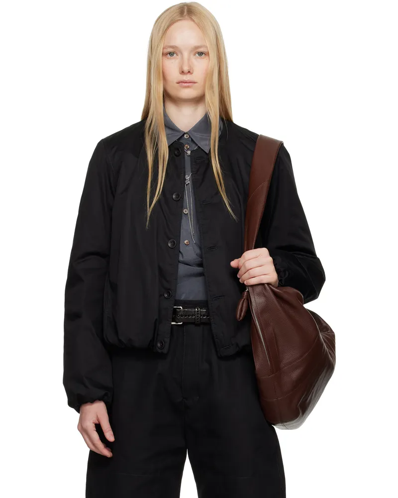 Christophe Lemaire Black Wadded Bomber Jacket Bk999