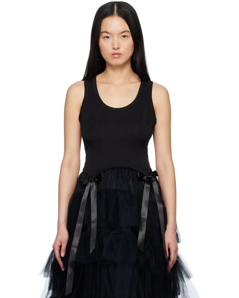 Simone Rocha Black Bow Tail Easy Tank Top Black