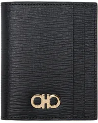 Ferragamo Black Gancini Card Holder Nero