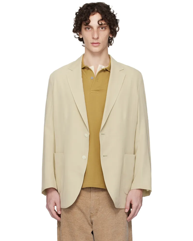 AURALEE Khaki Light Cotton Wool Viyella Blazer Light