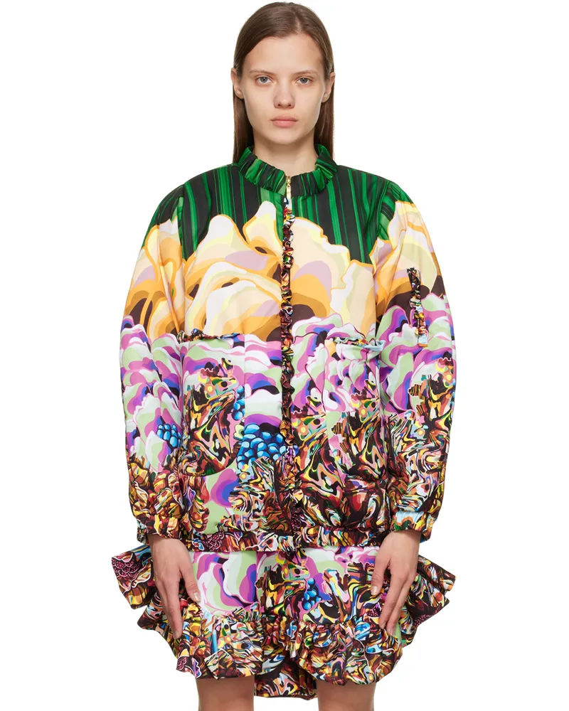 Kika Vargas Multicolor Yayoi Bomber Jacket Green