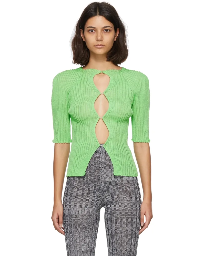 A. ROEGE HOVE SSENSE Exclusive Green Nylon Cardigan Green