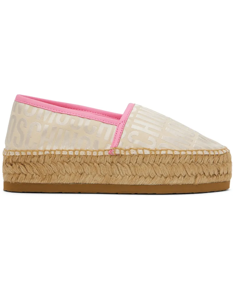 Moschino Beige Allover Logo Espadrilles 10a