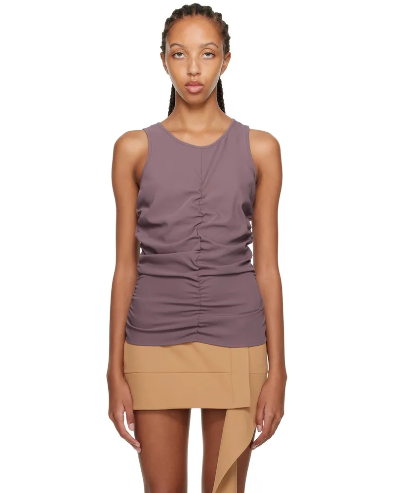 YUZEFI Purple Ruched Tank Top Mauve