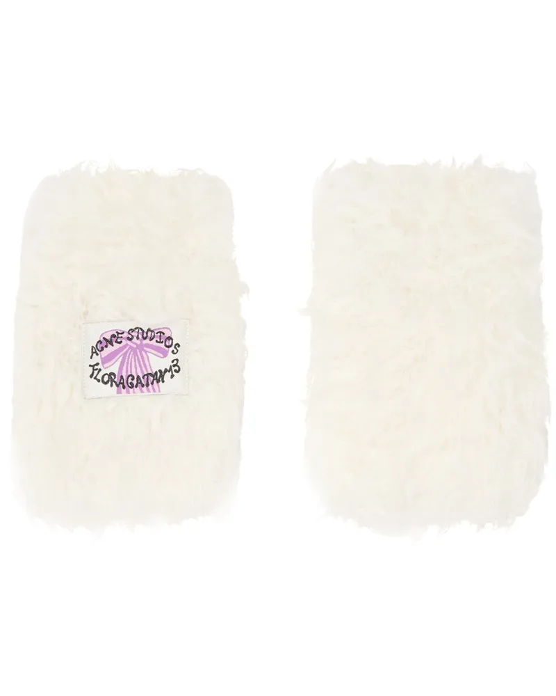 Acne Studios White Fluffy Gloves 100