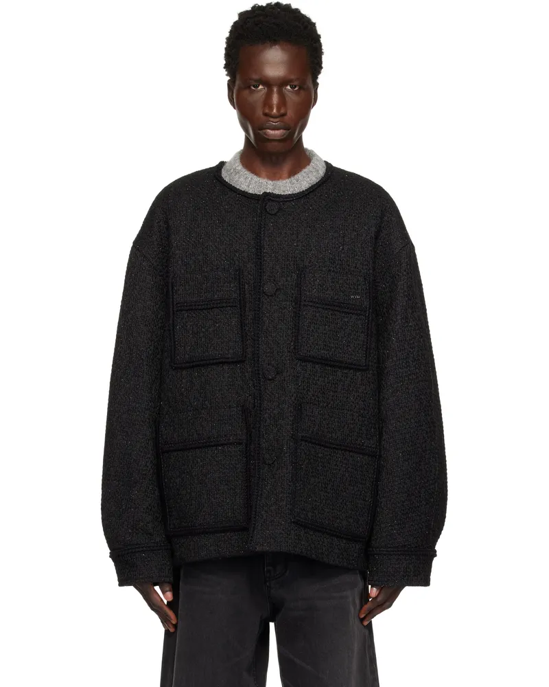 Wooyoungmi Black Glitter Tweed Jacket 926b