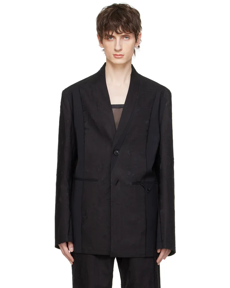 Feng Chen Wang Black Distressed Blazer Black