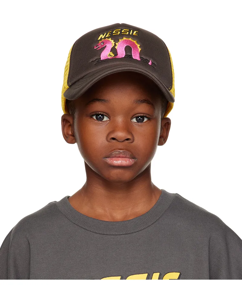 Mini Rodini Kids Brown & Yellow 'Nessie' Cap 97