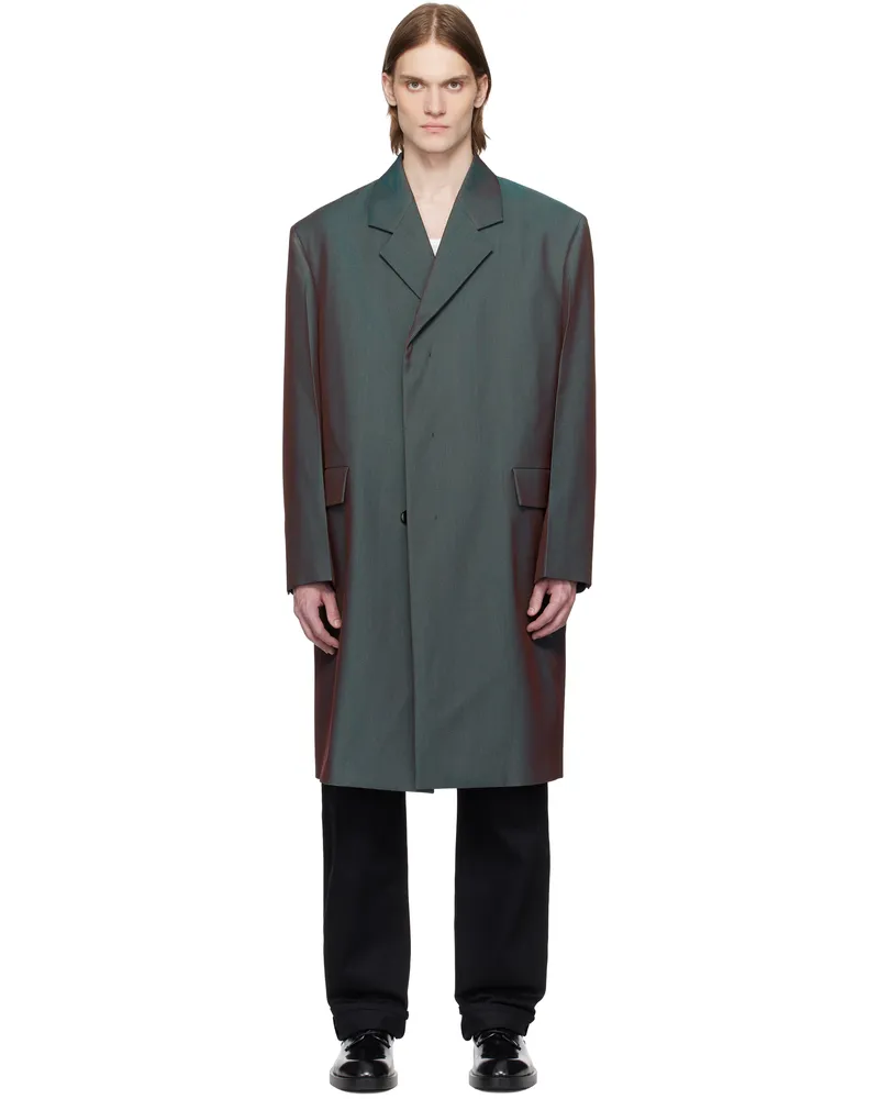 Jil Sander Green & Burgundy Cavalry Twill Coat 396