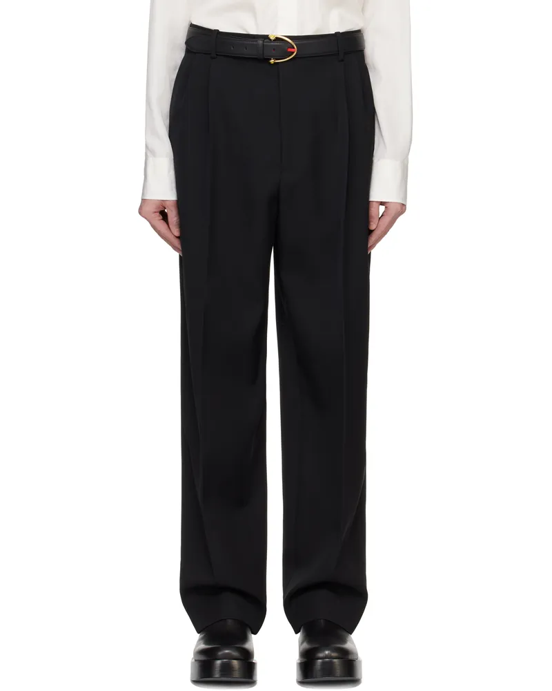 Bottega Veneta Black Wool Twill Trousers Black