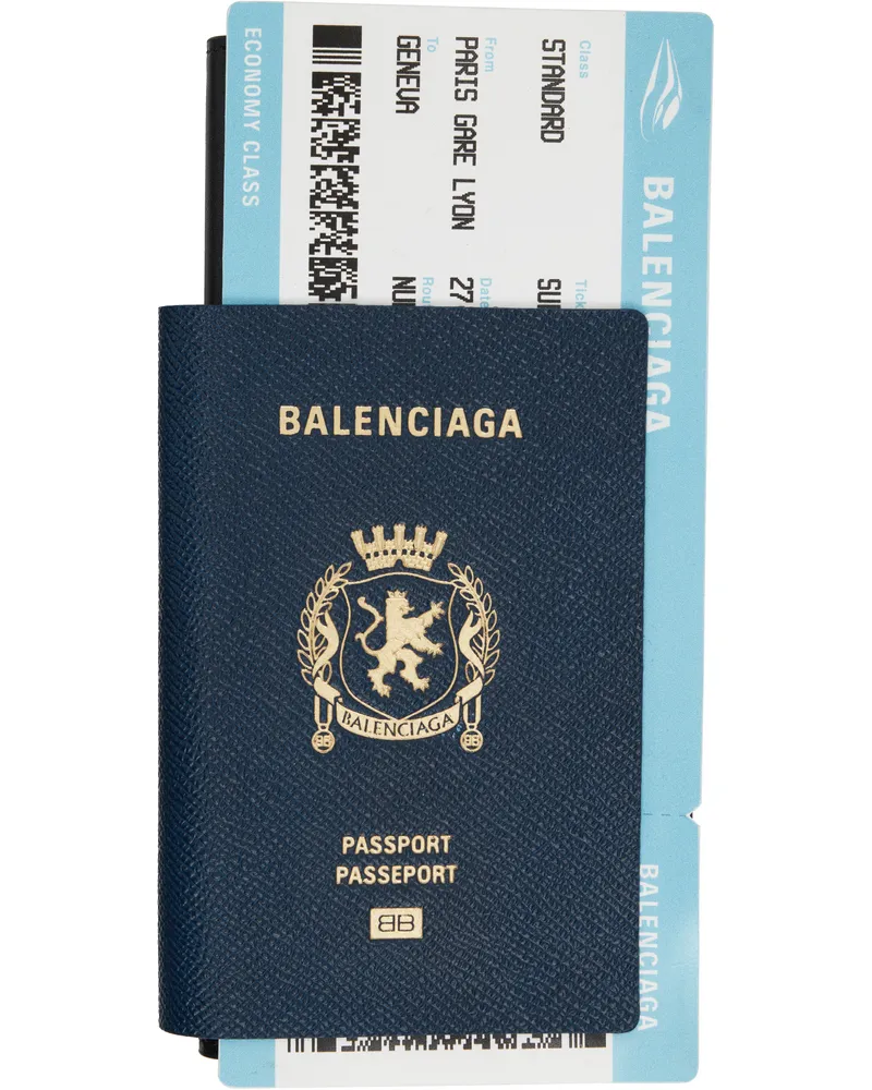 Balenciaga Blue Passport Long 1 Ticket Wallet 4734