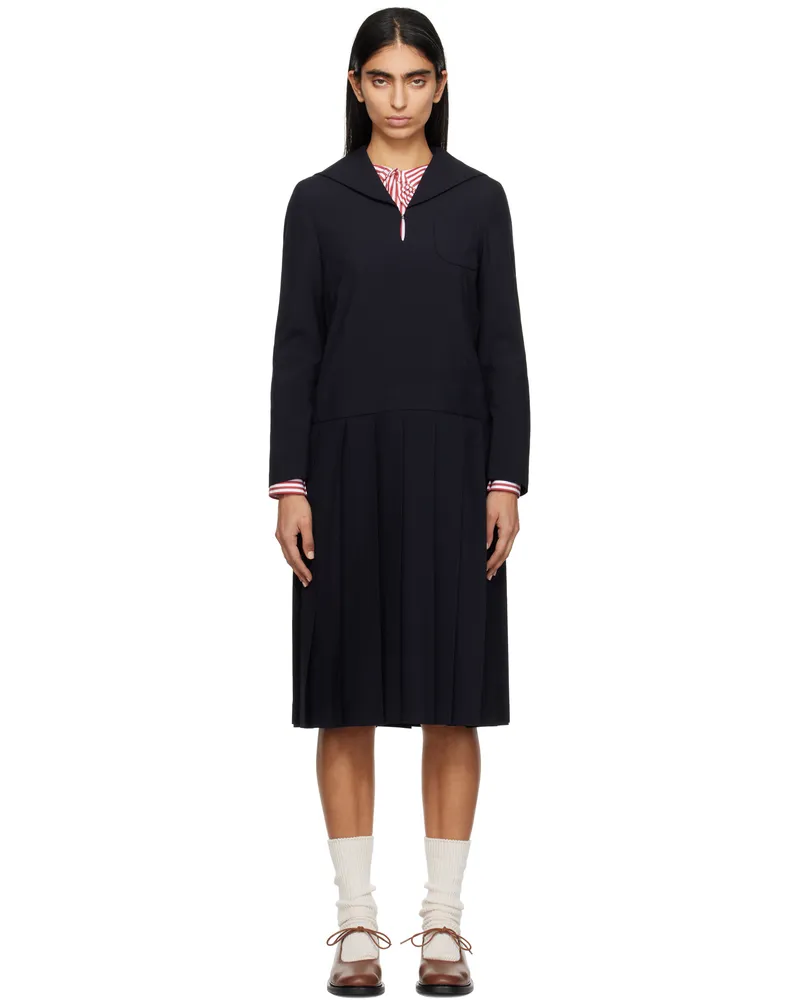 Comme des Garçons Navy Tropical Wool Sailor Midi Dress 2