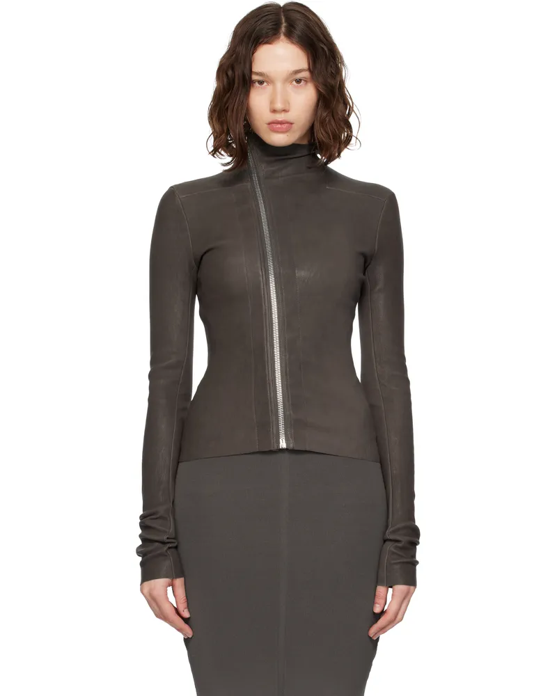Rick Owens Gray Concordians Gary Leather Jacket 78