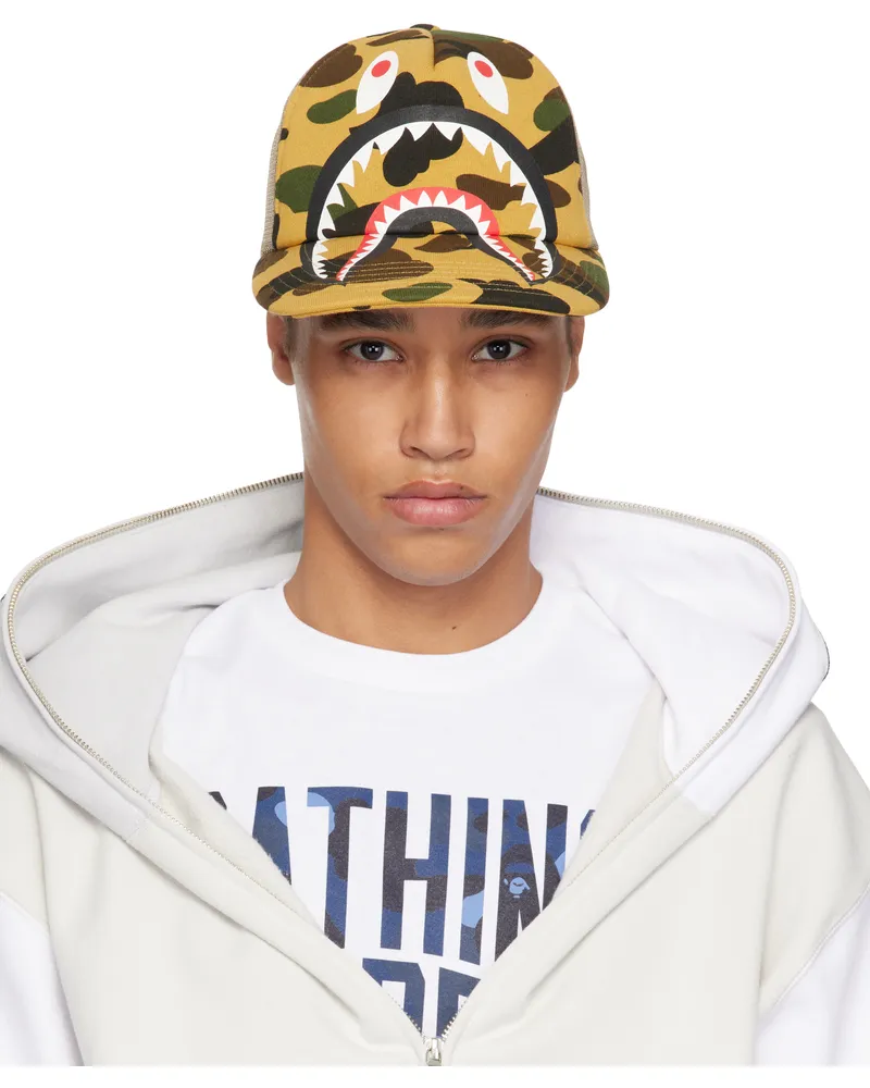 BAPE Yellow & Beige 1st Camo Shark Mesh Cap Yel-yellow