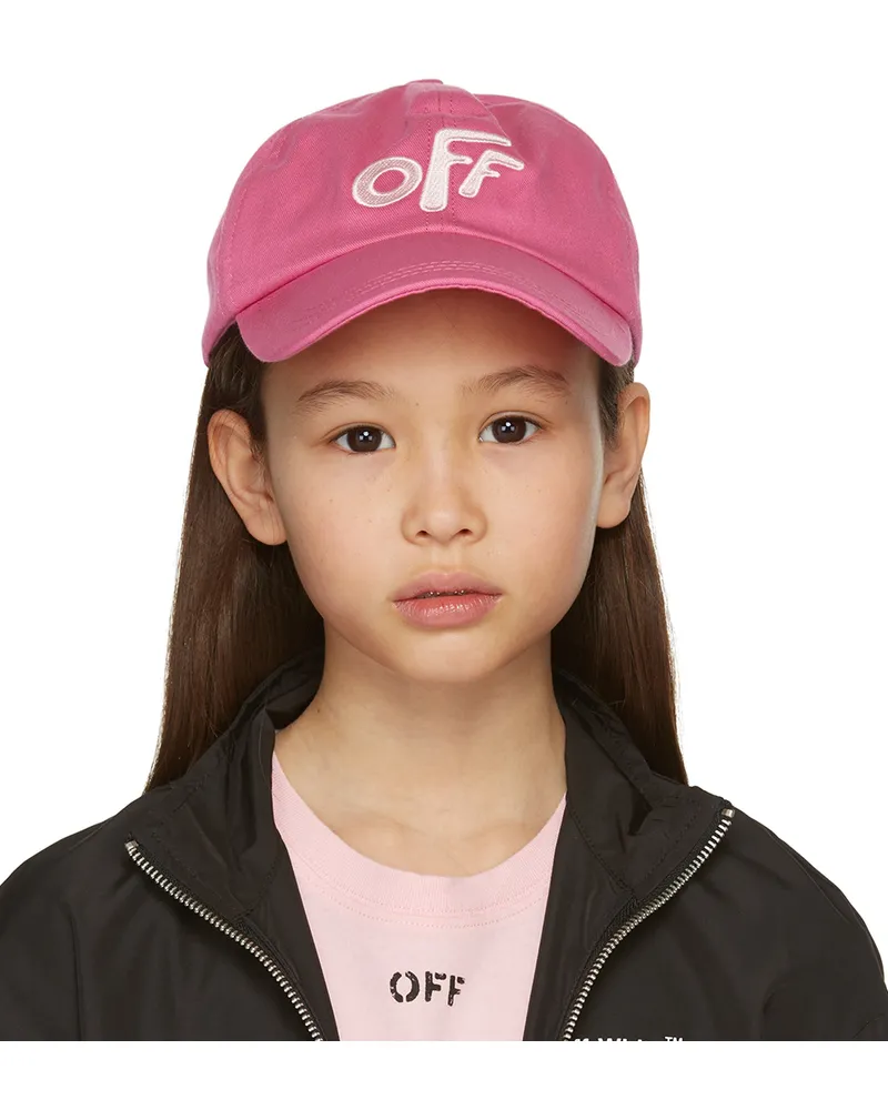 OFF-WHITE Kids Pink Stamp Baseball Cap Fuchsia