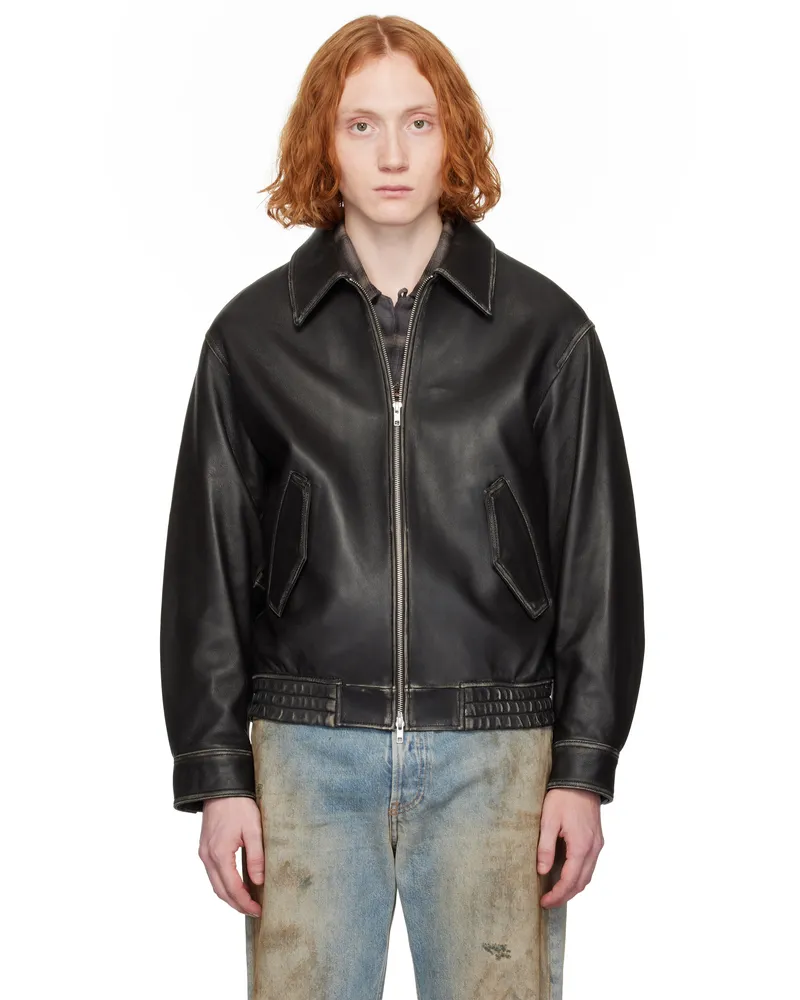 Dunst Black Lambskin Leather Jacket Brushed