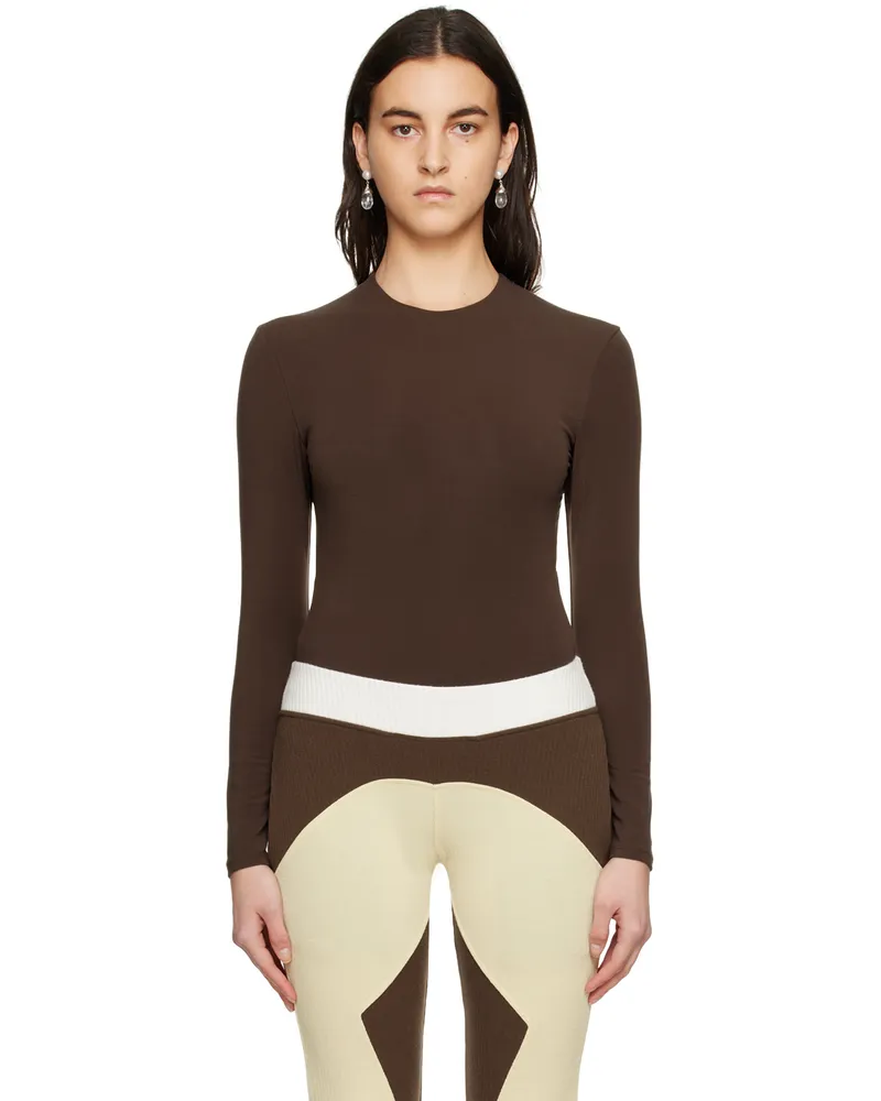 Paris Georgia Brown Backless Bodysuit Cocoa